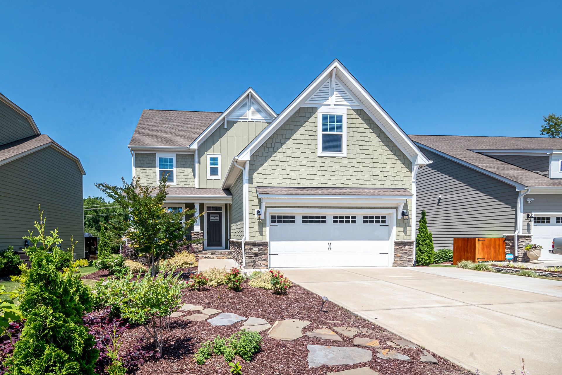Residential garage door on a house