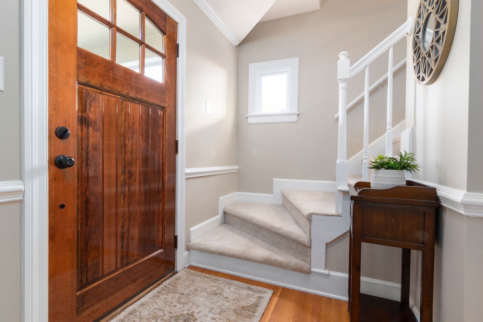Beautiful interior door and staircase in a modern home