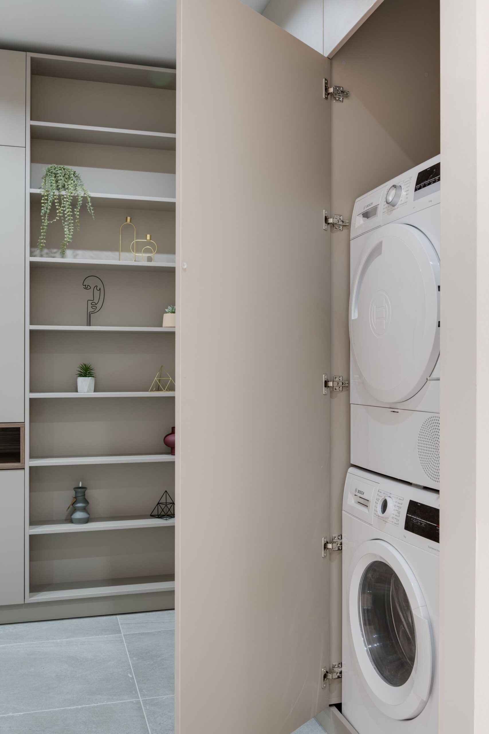 Modern laundry area with washing machine and dryer