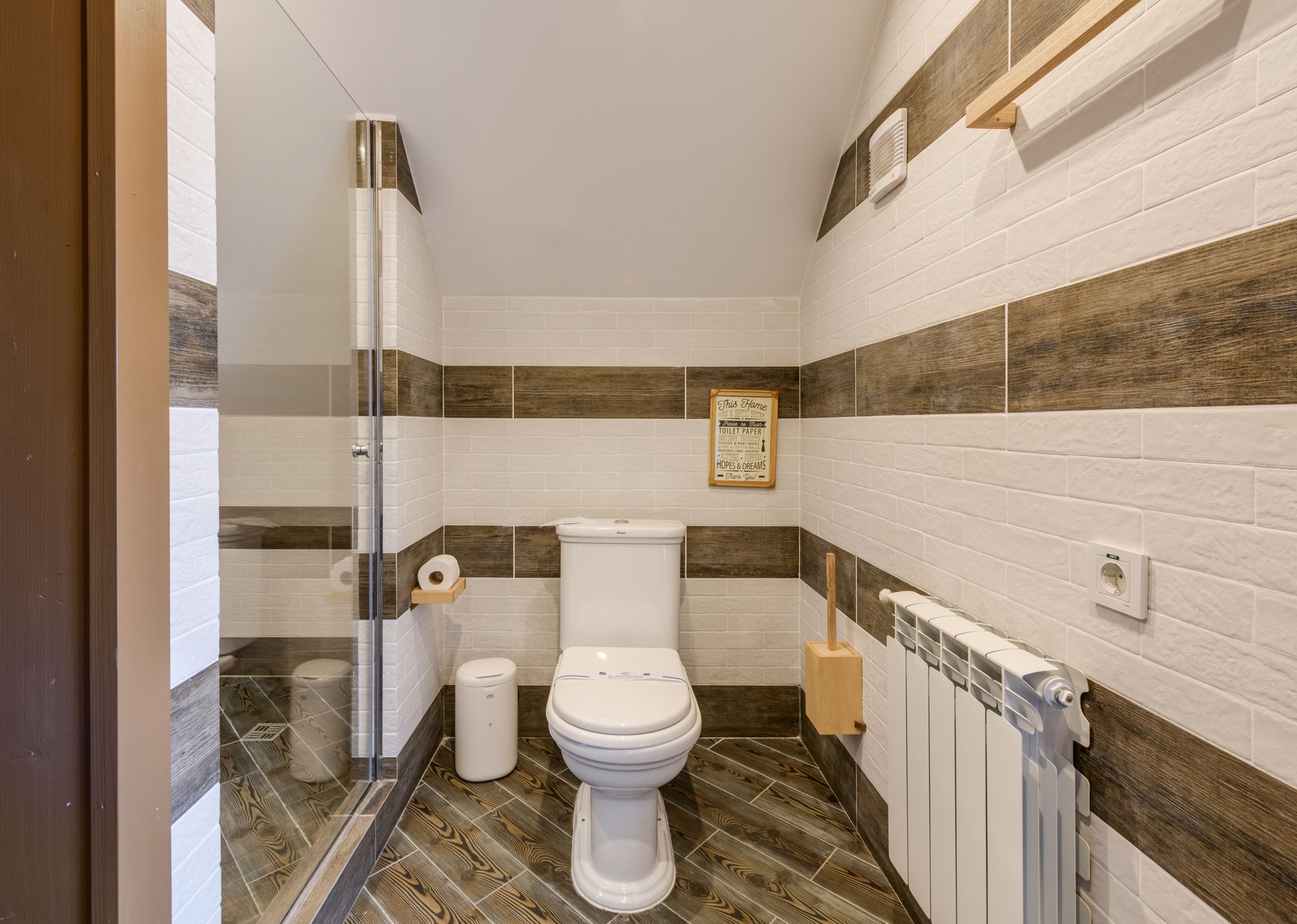 Clean modern bathroom interior with accessibility features